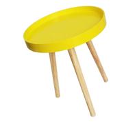 Mini table basse ronde de style nordique jaune - Petite table d'appoint pour canapé, chevet, balcon - Meuble d'intérieur élégant de salon