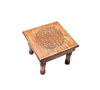 Mini Table d'appoint en bois Fleur de vie - Hauteur 23 cm - Largeur 30 cm - Profondeur 30 cm