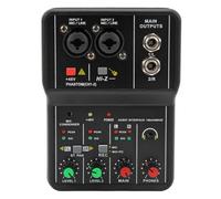 Mini table de mixage audio, système de console de carte son portable USB 2 canaux avec alimentation fantôme 48 V, table de mixage DJ 16 bits 48 kHz, pour enregistrement karaoké en streaming Youtube PC