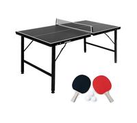 Mini table de ping pong 150x75cm - table pliable INDOOR noir. avec 2 raquettes et 3 balles. valise de jeu pour utilisation