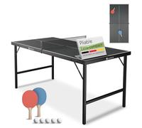 Mini Table de ping-Pong Flexi de Juskys, avec Accessoires - Petite Table Pliable - Jeu d'intérieur pour la Maison & Les Vacances - Jeu de ping-Pong - Table de ping-Pong, Coloris Noir