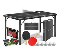 KESSER Mini table de ping-pong d'extérieur | Intérieur avec ensemble de raquettes de ping-pong, balles de tennis de table et filet TT - Résistant aux intempéries | Laminé | Pliable pour les