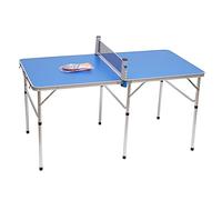 Mini table de ping-pong pliable - Kit complet avec 2 raquettes de tennis de table et 3 balles - Pour la maison et les déplacements - 152 x 76 x 76 cm - Bleu