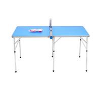 Mini table de ping-pong professionnelle - 152 x 76 cm - Bleue - Avec raquette et balles - Facile à transporter - Pour l'intérieur et l'extérieur