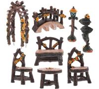 Mini Table et Chaise de Jardin Miniature en Résine pour Micro-paysage | Aspect Rustique Réaliste, Décor Résistant aux Intempéries, Ornement pour Extérieur et Scène