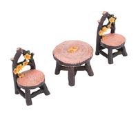 Mini Table et Chaises en Bois Vibrantes, Ensemble de Meubles de Paysage pour la Décoration Extérieure de la Maison, Partagez avec des Amis pour Profiter Belle Vie, Matériau en Résine Robuste