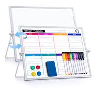 Mini tableau blanc magnétique - 40 x 30 cm - Tableau blanc aimanté avec un côté tableau blanc et un autre côté calendrier