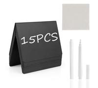 Mini Tableau Noir Ardoise,15PCS 10×7.5cm Mini Tableaux à écrire,Présentoirs De Prix En Forme De V Pour La Restauration,Tableau Craie Avec 2 Stylos,Mini Tableaux à écrire Pour Buffet,Mariage,Fête