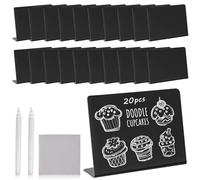 Mini Tableau Noir Etanche Mini Ardoise Sécurité Mini Panneau Daffichage 20pcs Ardoise Noire 12.7x10cm Réutilisée Effacable pour Buffet Mariage Boulangerie Fête Restaurant Bar