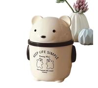 Mini Tabletop Trash Can - Adorable Bear Desktop Waste Container With Lid, Lightweight Countertop Garbage Bin Stylish Decor Accent | Pratique Small Space Cleaning Accessory For Kitchen Bathroom