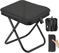 Mini tabouret de camping pliable portable avec sac de rangement, siège d'extérieur léger et pliable pour la pêche, la randonnée, la plage, le jardin, le barbecue, Noir-KongWLing