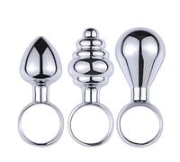 Mini taille anal plug petit filetage Mini ampoule anal plug avec boucle coulissante en acier inoxydable anal plug set pour les hommes et les femmes plug d'accueil pour les débutants (L+TH+LB)