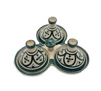 Mini Tajine Triple Porte Épices en Céramique Terre cuite Marocaine de Safi - Élégance Artisanale 0811241511 Tunisie Turquie Ethnique Modno
