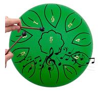 Mini Tambour à Langue En Acier De 15 Cm Pour Adultes Et Enfants 11 Notes Percussion Portable(Green)