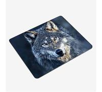 Mini Tapis Souris 20x15cm, Tapis de Souris Brun sous Main Bureau Loup Mousepad, Surface Lisse et Base en Caoutchouc antidérapante Mouse Pad, avec Bord Cousu Gaming Accessoire, Homme Cadeaux S0-948