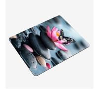 Mini Tapis Souris 20x15cm, Tapis de Souris Gris sous Main Bureau Pierre Mousepad, Surface Lisse et Base en Caoutchouc antidérapante Mouse Pad, avec Bord Cousu Gaming Accessoire, Cadeaux S0-1146