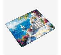 Mini Tapis Souris 26x21cm, Tapis de Souris Mer sous Main Bureau Bleu Mousepad, Surface Lisse et Base en Caoutchouc antidérapante Mouse Pad, avec Bord Cousu Gaming Accessoire, Homme Cadeaux S0-416