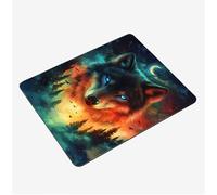 Mini Tapis Souris 26x21cm, Tapis de Souris Paysage sous Main Bureau Loup Mousepad, Surface Lisse et Base en Caoutchouc antidérapante Mouse Pad, avec Bord Cousu Gaming Accessoire, Cadeaux S0-1418