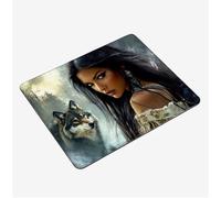 Mini Tapis Souris 30x25cm, Tapis de Souris Loup sous Main Bureau Femme Mousepad, Surface Lisse et Base en Caoutchouc antidérapante Mouse Pad, avec Bord Cousu Gaming Accessoire, Homme Cadeaux S0-554