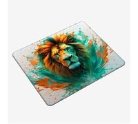 Mini Tapis Souris 30x25cm, Tapis de Souris Vert sous Main Bureau Lion Mousepad, Surface Lisse et Base en Caoutchouc antidérapante Mouse Pad, avec Bord Cousu Gaming Accessoire, Homme Cadeaux S0-460