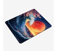 Mini Tapis Souris 34x28cm, Tapis de Souris Lune sous Main Bureau Flots Mousepad, Surface Lisse et Base en Caoutchouc antidérapante Mouse Pad, avec Bord Cousu Gaming Accessoire, Cadeaux S0-1442