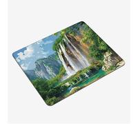 Mini Tapis Souris 34x28cm, Tapis de Souris Vert sous Main Bureau Automne Mousepad, Surface Lisse et Base en Caoutchouc antidérapante Mouse Pad, avec Bord Cousu Gaming Accessoire, Cadeaux S0-614