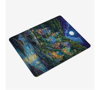 Mini Tapis Souris 34x28cm, Tapis de Souris Vert sous Main Bureau Paysage Mousepad, Surface Lisse et Base en Caoutchouc antidérapante Mouse Pad, avec Bord Cousu Gaming Accessoire, Cadeaux S0-1014