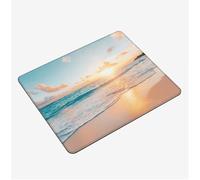 Mini Tapis Souris 34x28cm, Tapis de Souris Vert sous Main Bureau Plage Mousepad, Surface Lisse et Base en Caoutchouc antidérapante Mouse Pad, avec Bord Cousu Gaming Accessoire, Homme Cadeaux S0-580