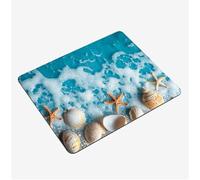 Mini Tapis Souris 40x30cm, Tapis de Souris Bleu sous Main Bureau Coquille Mousepad, Surface Lisse et Base en Caoutchouc antidérapante Mouse Pad, avec Bord Cousu Gaming Accessoire, Cadeaux S0-1406