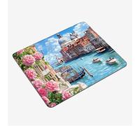 Mini Tapis Souris 40x30cm, Tapis de Souris Rose sous Main Bureau Venise Mousepad, Surface Lisse et Base en Caoutchouc antidérapante Mouse Pad, avec Bord Cousu Gaming Accessoire, Cadeaux S0-970