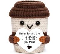 Mini tasse à café au crochet - N'oubliez jamais la différence que vous faites, cadeau apprécié pour enseignant, infirmière ou collègue, décoration de café, rappel positif de bureau, affirmation de soi