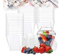 Mini Tasses à Dessert - 50 pièces 2 oz | 60 ml Verrines Plastiques Gobelets à Dessert Réutilisables avec Couvercles Multico VERRINE