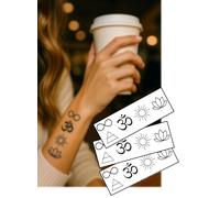 Mini tatouages symboles spirituels - 3 feuilles de 9 x 3 cm - Motifs poignet et doigts - Om, Lotus, Infini, Soleil - Tatouages temporaires pour pleine conscience et yoga
