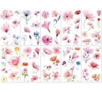 Mini Tatouages Temporaires Floraux Aquarelle Pour Le Dos De La Main, La Clavicule, Camoufler Les Cicatrices Et Recouvrir Le Bras. 96 * 172mm