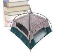 Mini Tent 1:12 Scale - Miniature Camping Accessory for Dolls | Fabric Flexible Design, Perfect for Pretend Play, Indoor Outdoor Display Garden Decorations Home Dollhouses Fun, 17x17cm Green Pink Brown