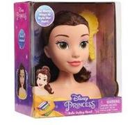 Mini tete a coiffer disney princesse belle 14 cm avec brosse a cheveux - petit modele - beaute coiffure - set jouet enfant + carte