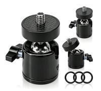 Mini tête de trépied à rotule, 360 °, filetage 1/4, rotule avec machine à | Lot de 3 adaptateurs de montage rotatifs pour appareil photo reflex numérique, trépied, support de téléphone portable