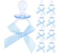 Mini Tétines Décoratives en Plastique 20 Pièces Bleu pour Baby Shower | Ruban Inclus, Lot de Vingt Pièces, Finition Soignée, Présent de Jeu et Faveur pour Invités