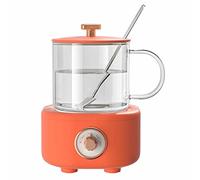 Mini théière multifonctionnelle en verre, bouilloire à lait, sifflet, chauffage aluminium moulé sous pression épais(Red)