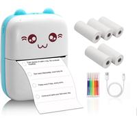 Mini Thermal Printer,Portable Labeling Machine with 6 Paper Rolls,Bluetooth Sticker Printer,Inkless Printer Compatible with iOS/Android for Study Notes,Journal,Memo,