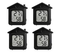 Mini Thermometre/Hygromètre à éCran LCD, Lot De 4, Indicateur De Confort Par Smiley, IdéAl Pour Maison, Bureau, Chambre BéBé, DéBarras Et Surveillance De Plusieurs Zones (Noir)