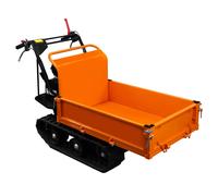 Mini dumper 6.5CV sur 2 Chenilles 18cm Brouette Electrique Motorisée Mini Transporteur 4 Vitesses Benne Capacité de 300KG - Poignée Basculante - Chantier Travaux [2 Rampes Chargement GRATUITES]