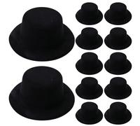 Mini Top Hat 12 pièces Chapeaux de poupée Noirs Feutre Chapeaux Hauts Noirs pour l'artisanat Accessoires de Cheveux Mini Ornements noël pour Les décorations Fournitures fête