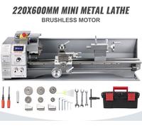 Mini-tour 220x600mm - Tour à métaux 750W - Mini-tour précis pour le travail des métaux - Facile à utiliser