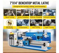 Mini-tour 550 W - Tour à métaux - 2500 t/mn - Tour d'établi - Filetage 12-52 TPI - Accessoires Incl.
