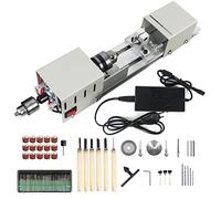 Mini Tour 6 en 1, Petit Tour en métal 12-24V 96W, Tour de Forage de modèle de Bois de Bricolage, rectifieuse de Perles pour sculpter, meuler et meuler la Pierre de Bois