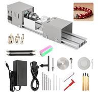 Mini Tour à Bois, 125W Tour à Bois 2000-8000 tr/min, Mini Tour Metaux avec 7 Vitesses pour le Tournage, le Meulage, le Polissage, le Perçage de Chapelets et la Sculpture