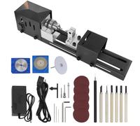 Mini tour à bois 96W - Max. Diamètre de tournage 70mm - Vitesse de broche 4250-8500 tr/min - Tour à copier - Réglage 7 vitesses - Accessoires complets.