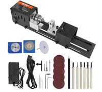 VEVOR Mini Tour à Bois 70x160 mm Tour à Bois Électrique 24 V 96 W Accessoires de Fraiseuse 7 Vitesses 4220/5300/5650/6350/6660/7050/8450 tr/min Outil Rotatif Travail pour Bois Bricolage 350x60x80 mm