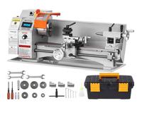 VEVOR Mini Tour à Métaux de Précision 17,8x40,6 cm 150-2500 tr/min Variable en Continu 800 W Moteur Sans Balais Mandrin 3 Mâchoires 100 mm Boîte à Outils pour Usinage Traitement de Pièces de Précision